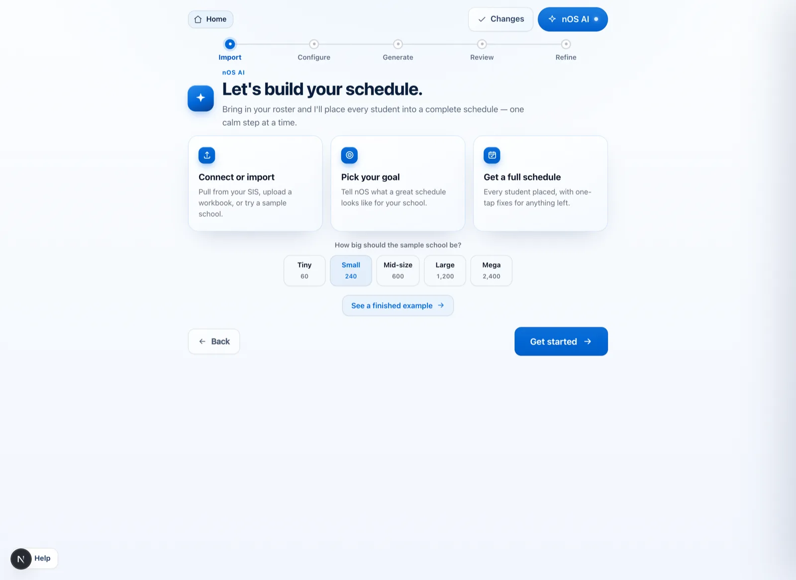 nOS guided mode — let's build your schedule